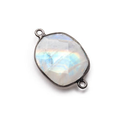 18x17-20x16mm Black Gold .925 Bezel Rainbow Moonstone Nugget Connector 1 piece (ONLINE ORDER ONLY)