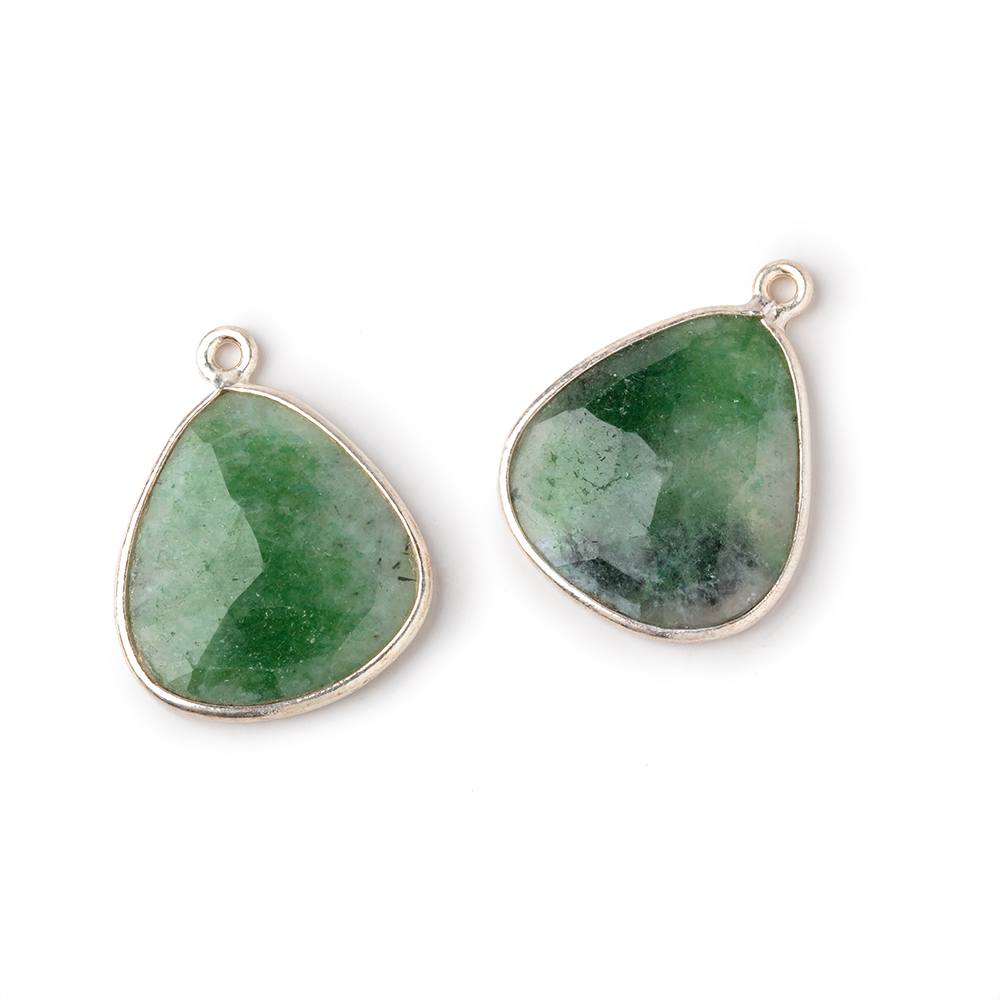 18x17mm .925 Silver Bezel Green Aventurine Faceted Pear Set of 2 Pendants (ONLINE ORDER ONLY)
