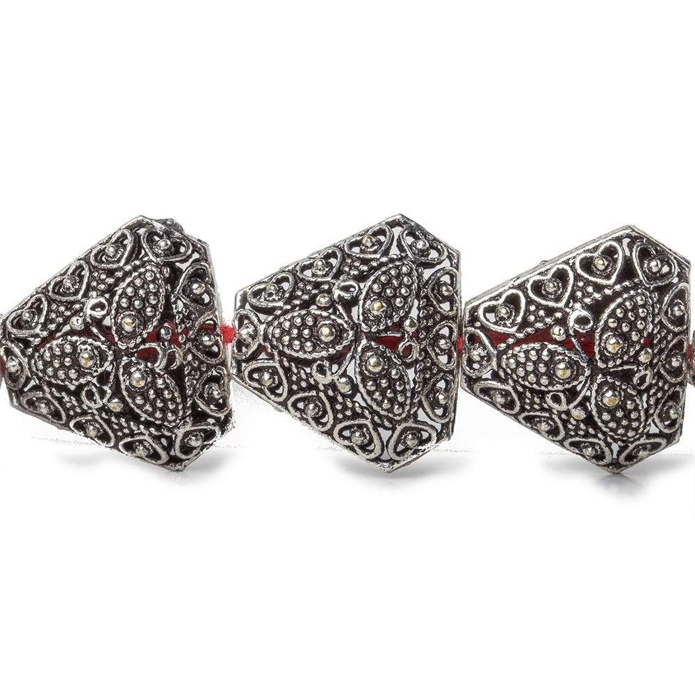 18x18x18mm Antiqued Sterling Silver Plated Copper Filigree and Miligrain Triangle 8 inch 11 pcs (ONLINE ORDER ONLY)