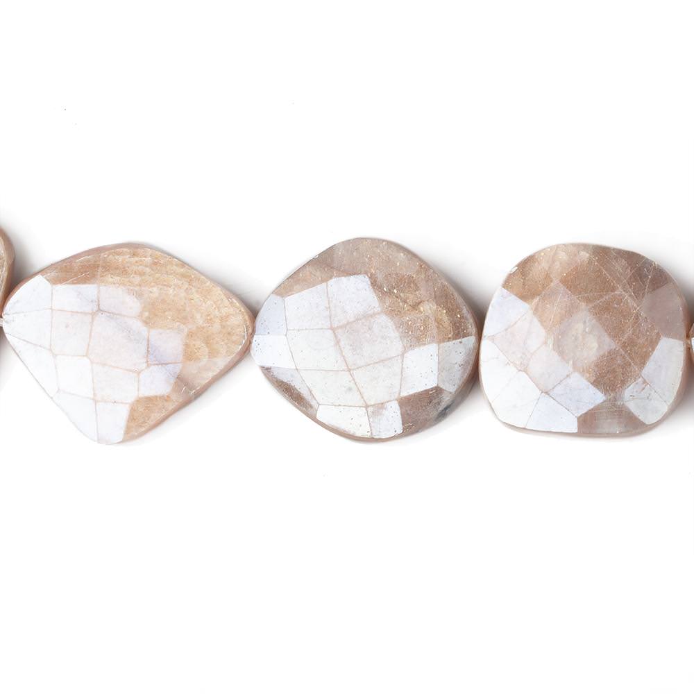 18x19-25x17mm Mystic Peach Moonstone Faceted Flat Nuggets 13.5 inch 13 beads (ONLINE ORDER ONLY)