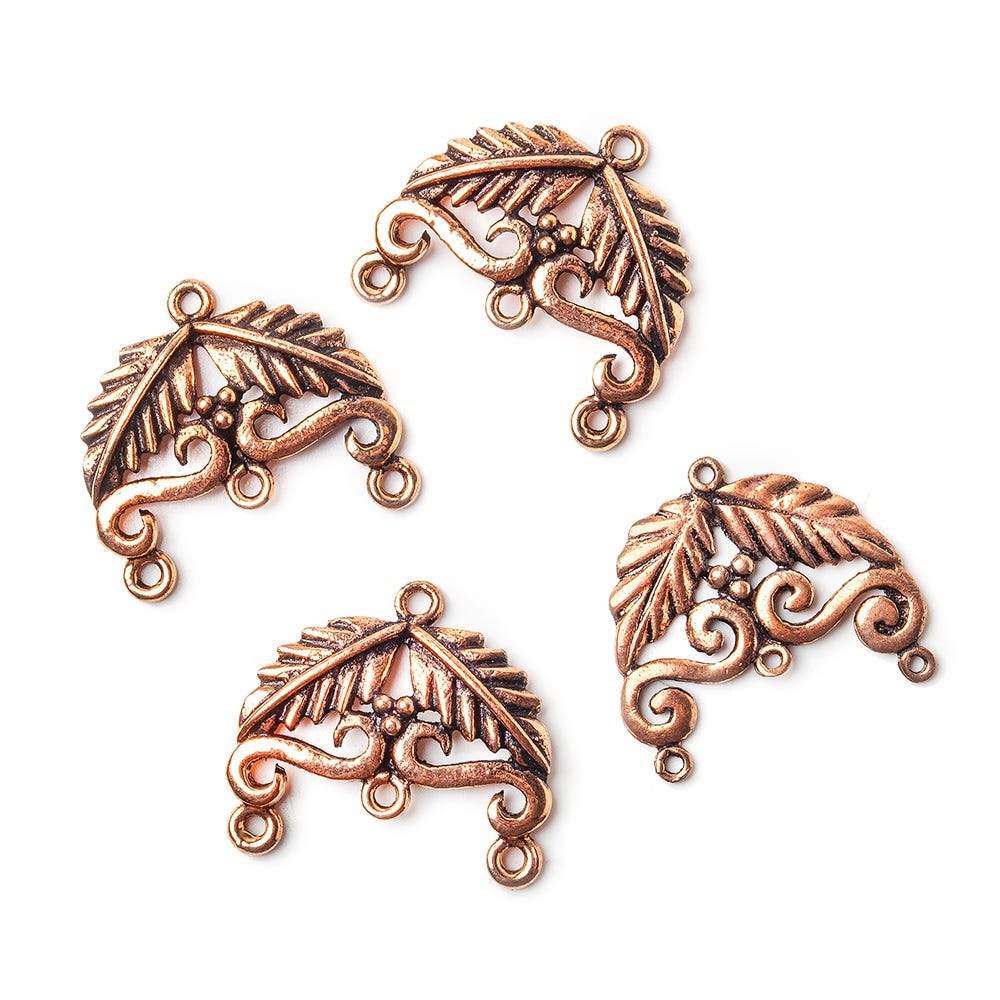 18x20mm Copper Drop Leaves and Scroll with 3 Drops Set of 4 (ONLINE ORDER ONLY)