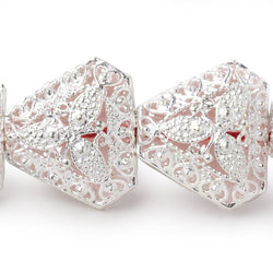 18x20mm Sterling Silver Plated Copper Filigree Triangle 8 inch 11 Beads (ONLINE ORDER ONLY)