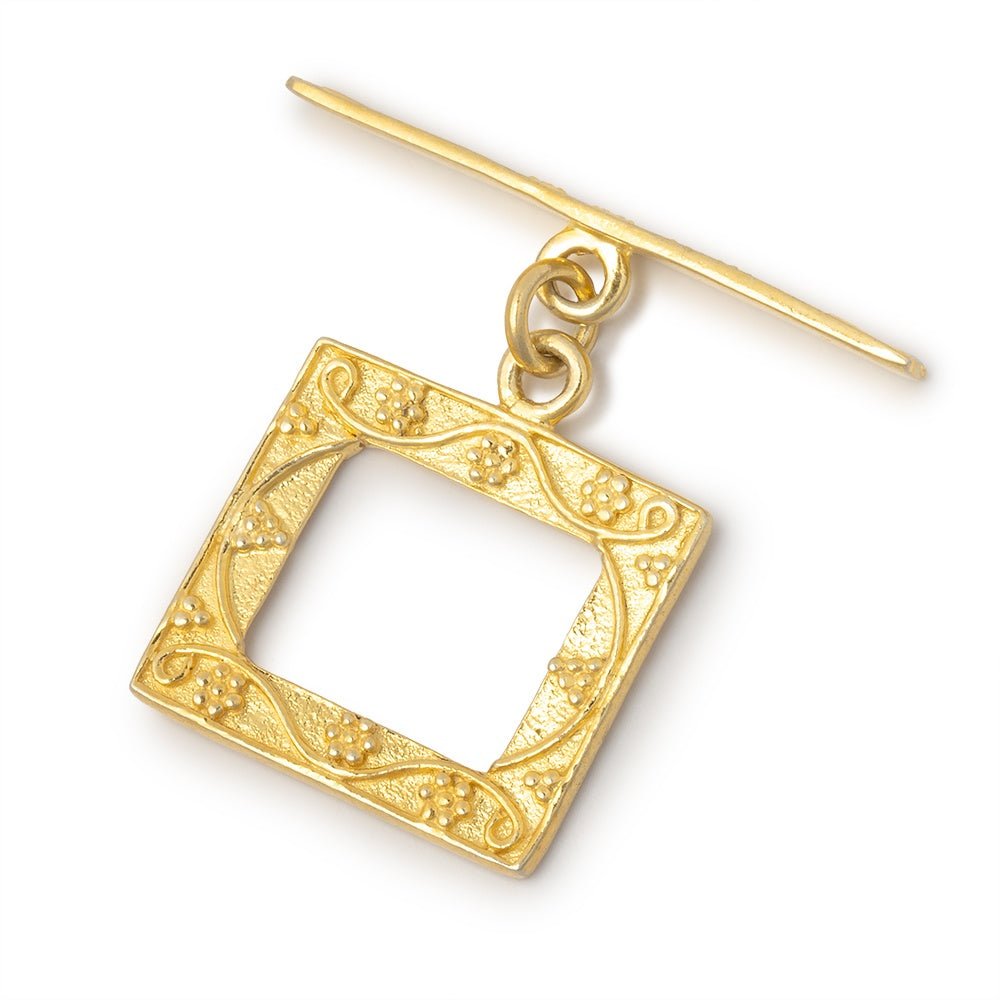 18x20mm Vermeil Rectangular Floral Toggle 1 piece (ONLINE ORDER ONLY)