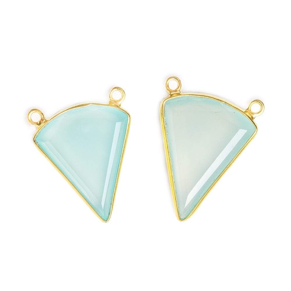 18x21.5mm Vermeil Bezel Sea Green Chalcedony Triangle Connector 1 piece (ONLINE ORDER ONLY)
