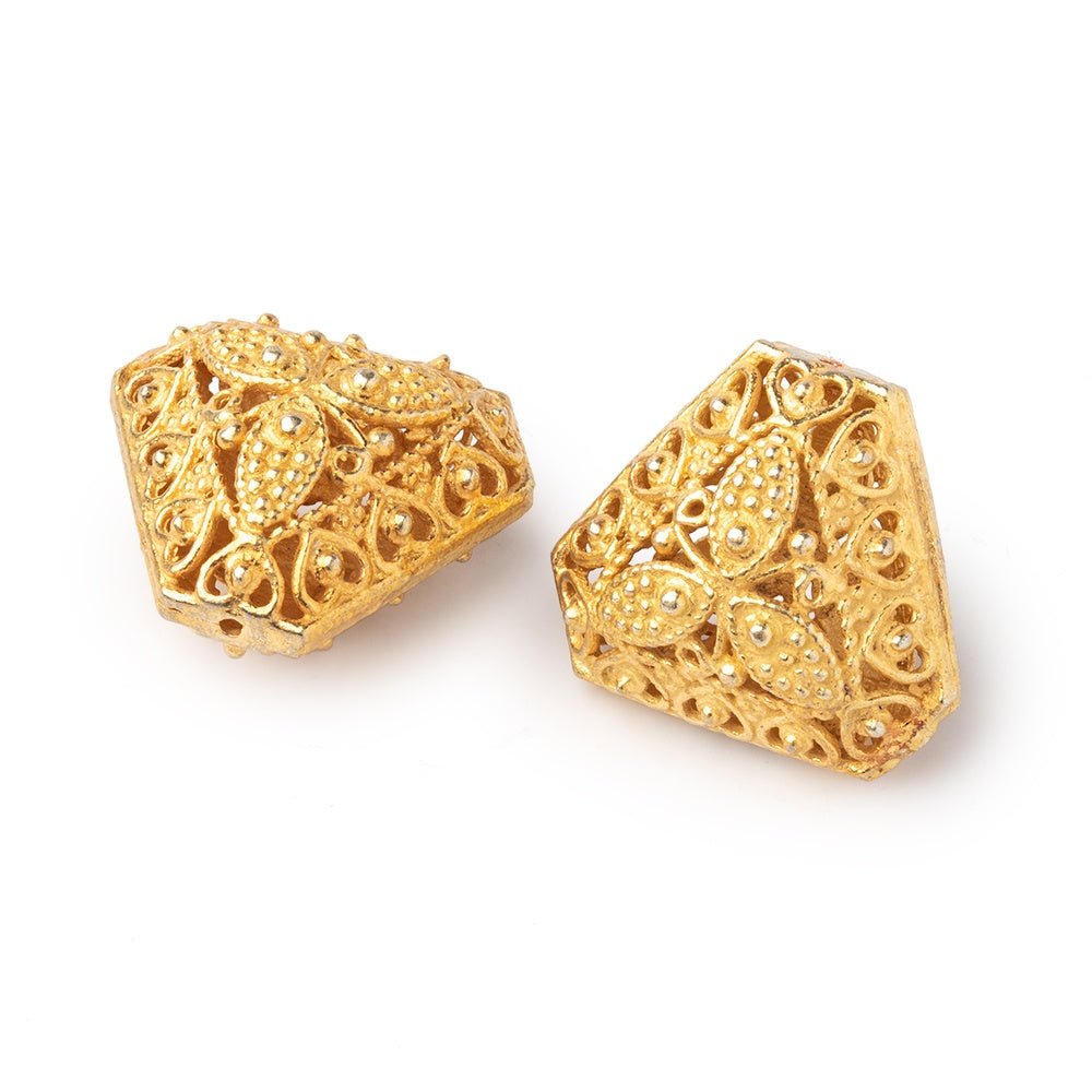 18x21mm 22kt Gold Plated Copper Filigree Triangle Beads Set of 2 pieces (ONLINE ORDER ONLY)
