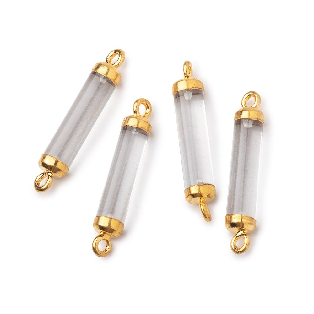 18x4mm Gold Leafed Crystal Quartz Tube Focal Connector 1 piece (ONLINE ORDER ONLY)