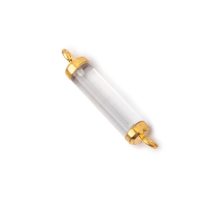 18x4mm Gold Leafed Crystal Quartz Tube Focal Connector 1 piece (ONLINE ORDER ONLY)