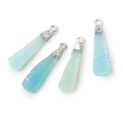 18x7-24x8mm Silver Leafed Seafoam Drusy Pear Pendant 1 focal piece (ONLINE ORDER ONLY)