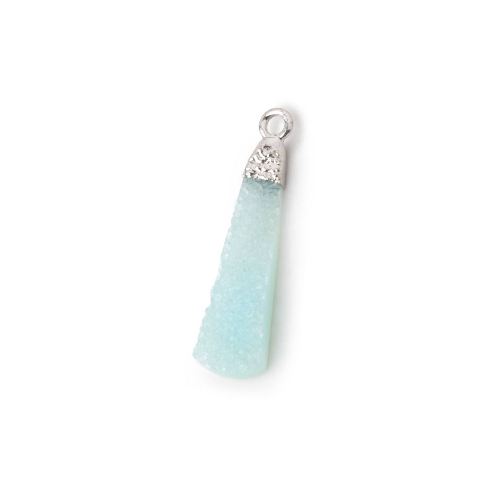 18x7-24x8mm Silver Leafed Seafoam Drusy Pear Pendant 1 focal piece (ONLINE ORDER ONLY)