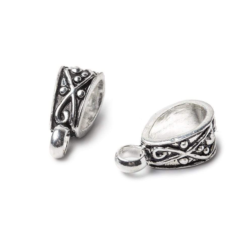 18x7.5mm Antiqued Sterling Silver Bail Crisscross Design 1 finding (ONLINE ORDER ONLY)