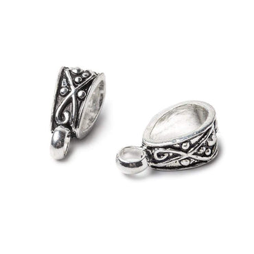 18x7.5mm Antiqued Sterling Silver Bail Crisscross Design 1 finding (ONLINE ORDER ONLY)