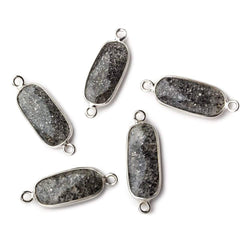 18x8mm Silver .925 Bezeled Celestial Quartz elongated oval Connector 1 focal bead (ONLINE ORDER ONLY)