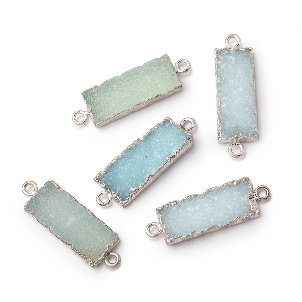 18x8mm Silver Leafed Blue Drusy Bar Connector 1 focal piece (ONLINE ORDER ONLY)