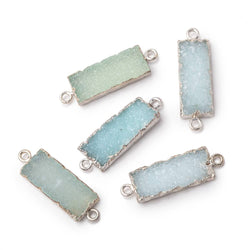 18x8mm Silver Leafed Blue Drusy Bar Connector 1 focal piece (ONLINE ORDER ONLY)