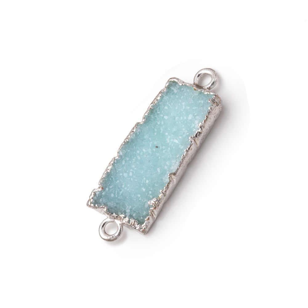 18x8mm Silver Leafed Blue Drusy Bar Connector 1 focal piece (ONLINE ORDER ONLY)