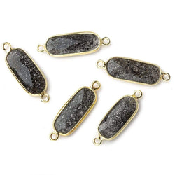 18x8mm Vermeil Bezeled Celestial Quartz elongated oval Connector 1 focal bead (ONLINE ORDER ONLY)