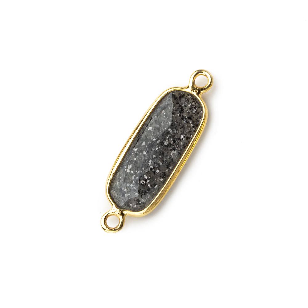 18x8mm Vermeil Bezeled Celestial Quartz elongated oval Connector 1 focal bead (ONLINE ORDER ONLY)