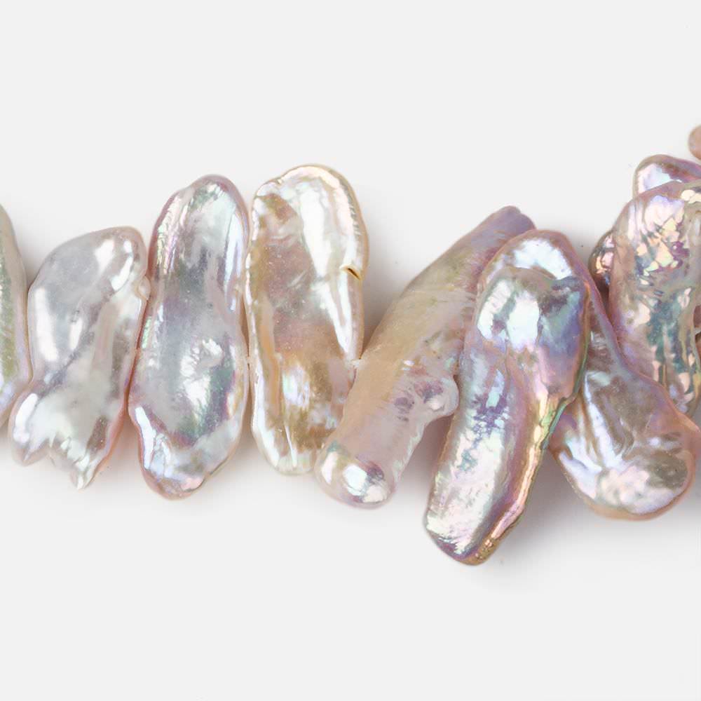 18x9-35x11mm Tri Color Side Drilled Biwa Freshwater Pearls 15 inch 44 pcs AA (ONLINE ORDER ONLY)