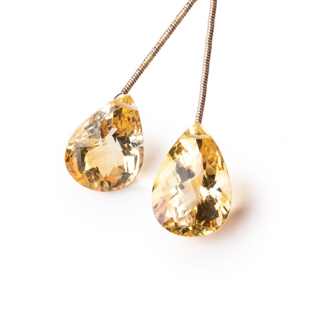19-20mm Citrine Faceted Pear Focal Set of 2 Beads (ONLINE ORDER ONLY)