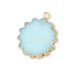 19-21mm Gold Leafed Blue Drusy Star Burst Pendant 1 focal piece (ONLINE ORDER ONLY)