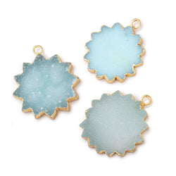 19-21mm Gold Leafed Blue Drusy Star Burst Pendant 1 focal piece (ONLINE ORDER ONLY)