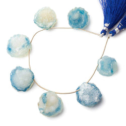 19-23mm Polar Ice Blue Agate Hammer Faceted Drusy Coin Beads 7 pieces (ONLINE ORDER ONLY)