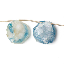 19-23mm Polar Ice Blue Agate Hammer Faceted Drusy Coin Beads 7 pieces (ONLINE ORDER ONLY)