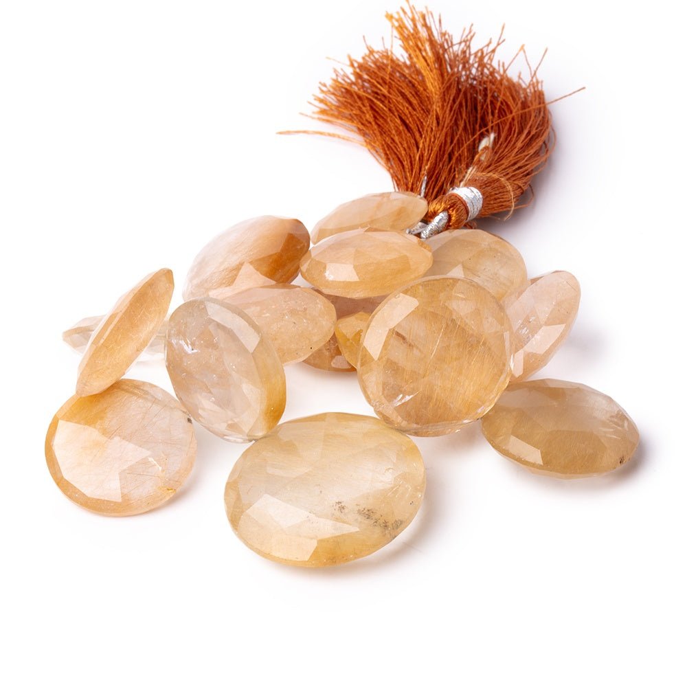 19-29mm Rutilated Quartz Top Drill Faceted Coin Beads 7 inch 15 pieces (ONLINE ORDER ONLY)