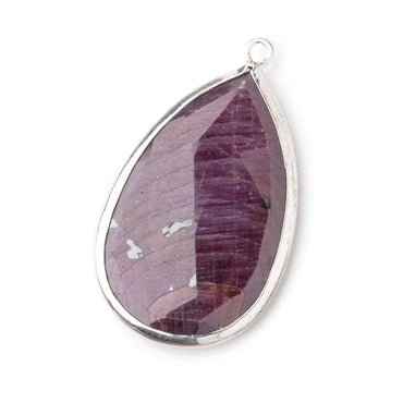 28x19mm Silver .925 Bezeled Ruby faceted pear Pendant 1 piece (ONLINE ORDER ONLY)
