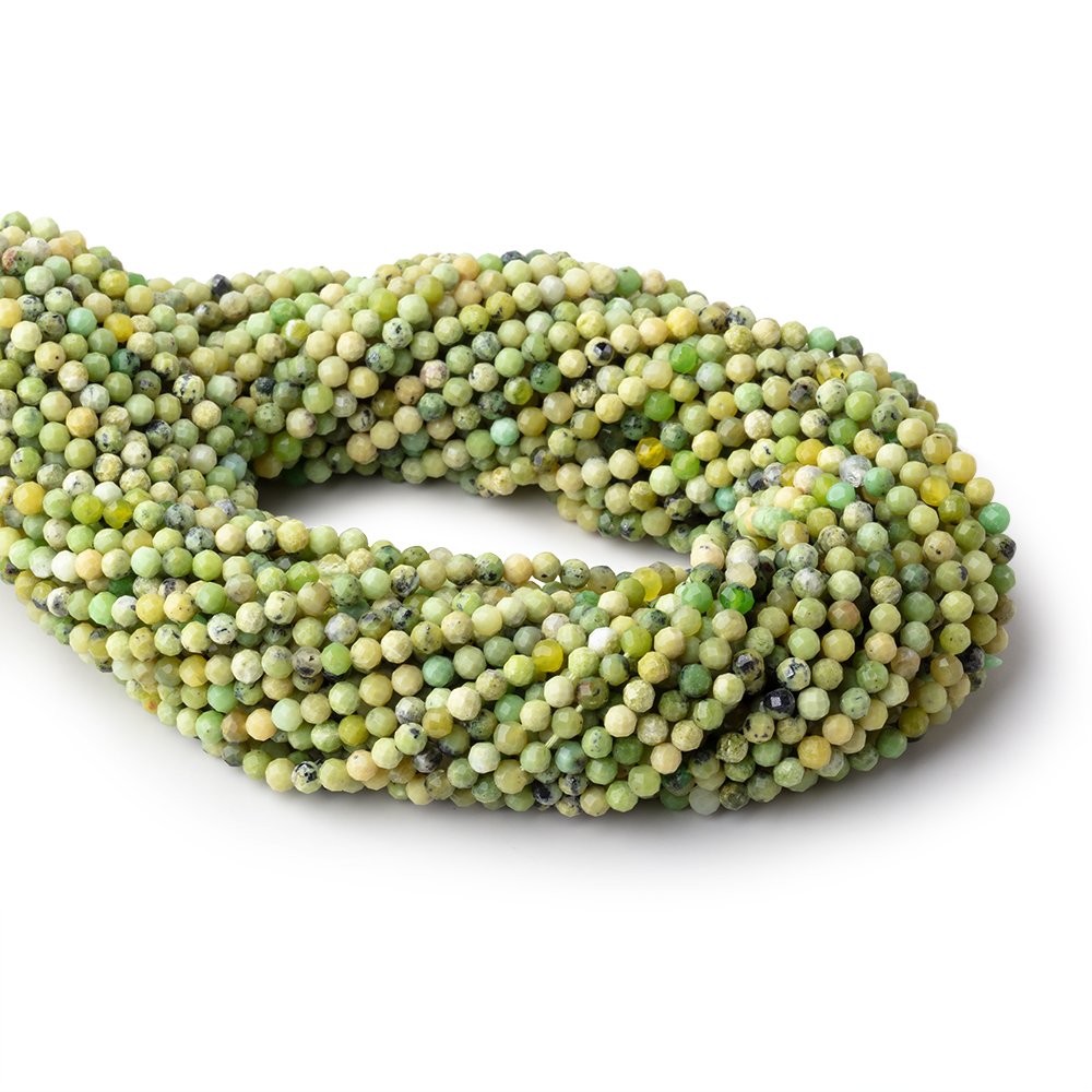3mm Lemon Chrysoprase microfaceted round beads 13 inch 100 pieces (ONLINE ORDER ONLY)