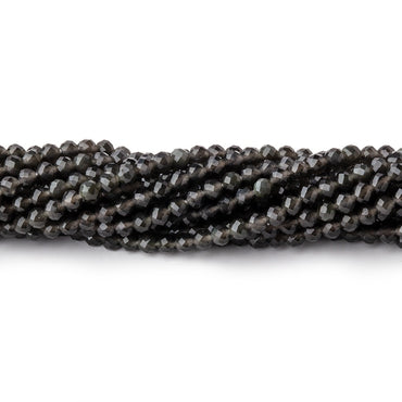 3mm Dark Platinum Grey Moonstone Micro Faceted round beads 13 inch 120 pieces A (ONLINE ORDER ONLY)