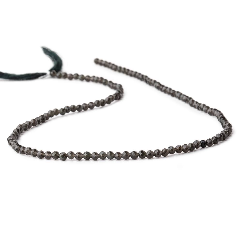 3mm Dark Platinum Grey Moonstone Micro Faceted round beads 13 inch 120 pieces A (ONLINE ORDER ONLY)