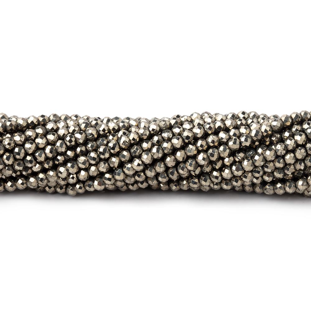 2mm Golden Pyrite microfaceted round beads 13 inch 155 pieces (ONLINE ORDER ONLY)