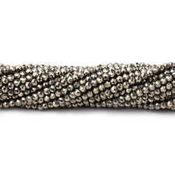 2mm Golden Pyrite microfaceted round beads 13 inch 155 pieces (ONLINE ORDER ONLY)