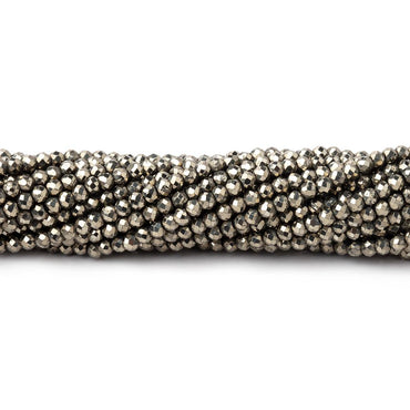 2mm Golden Pyrite microfaceted round beads 13 inch 155 pieces (ONLINE ORDER ONLY)