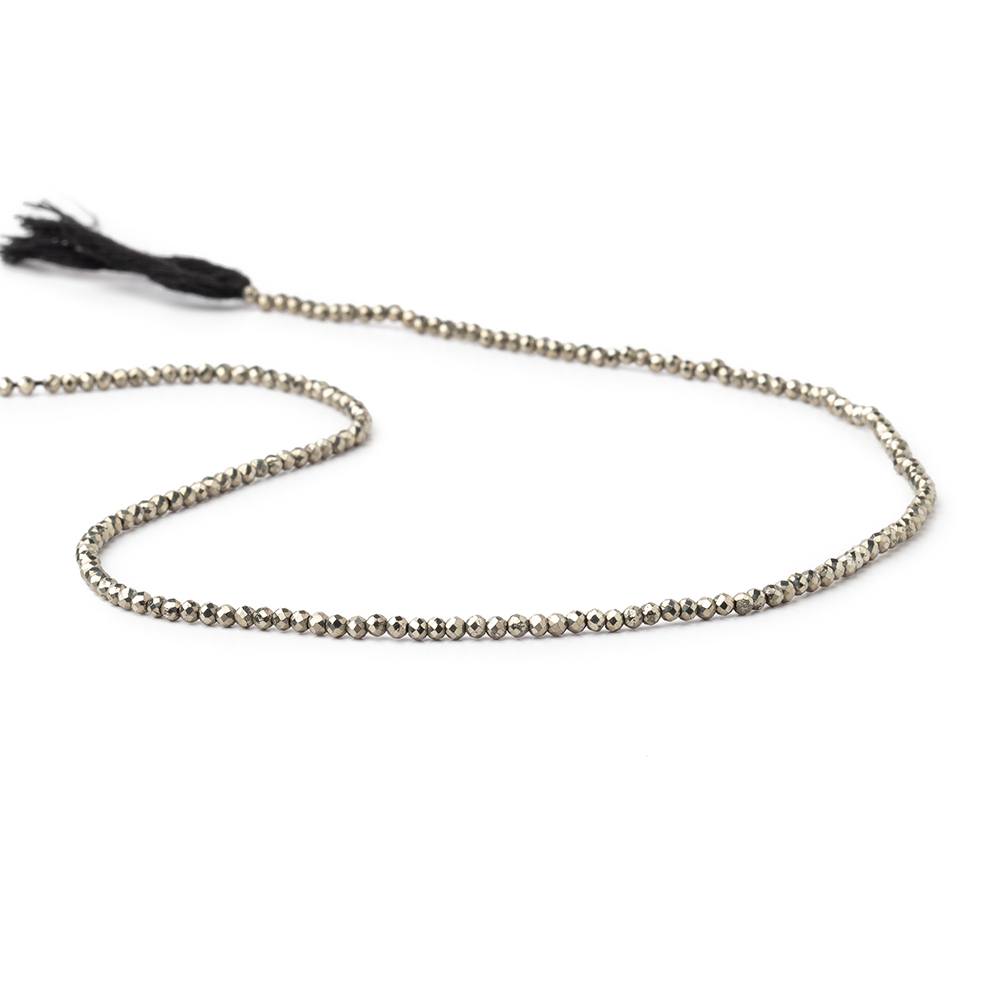 2mm Golden Pyrite microfaceted round beads 13 inch 155 pieces (ONLINE ORDER ONLY)