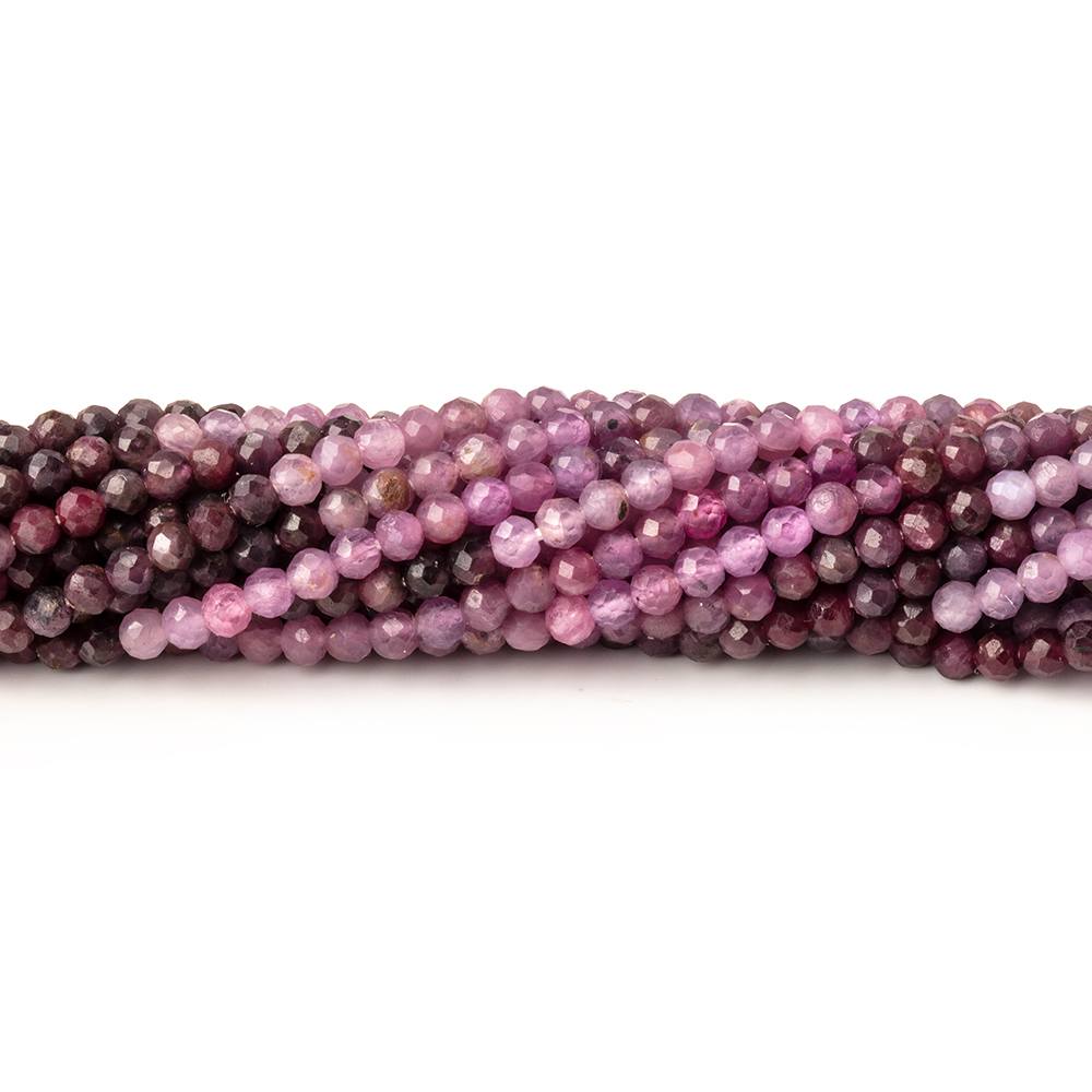 2.5mm Shaded Ruby micro faceted round beads 13 inch 140 pieces AA (ONLINE ORDER ONLY)