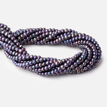 5-6mm Violet Peacock Off Round 2.5mm Large Hole Freshwater Pearl 85 pieces (ONLINE ORDER ONLY)