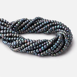 5-6mm Blue Peacock Off Round 2.5mm Large Hole Pearls 95 Beads (ONLINE ORDER ONLY)
