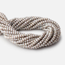 6x5mm Venetian Silver Off Round 2.5mm Large Hole Freshwater Pearl 85 Beads (ONLINE ORDER ONLY)