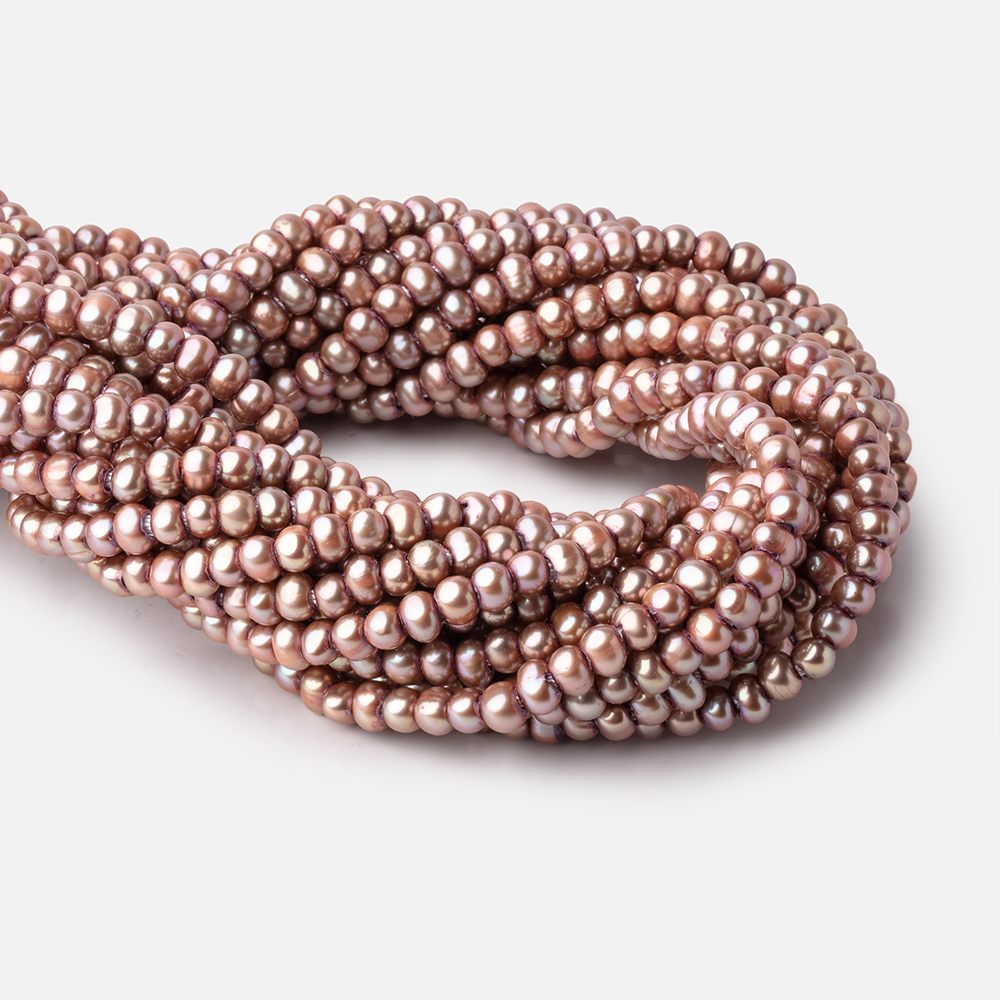 5-6mm Tea Rose Off Round 2.5mm Large Hole Pearls 95 Beads (ONLINE ORDER ONLY)