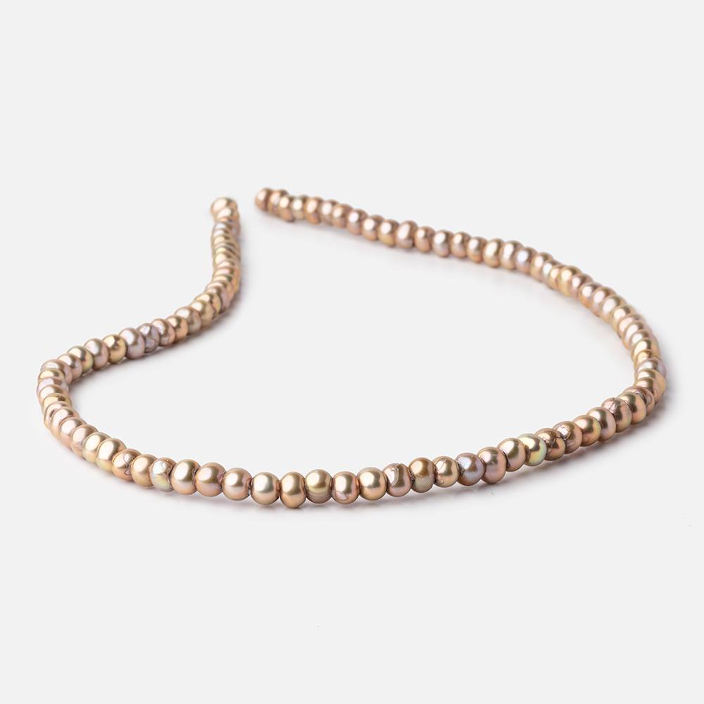 5-6mm Golden Beige Off Round 2.5mm Large Hole Pearls 95 Beads (ONLINE ORDER ONLY)