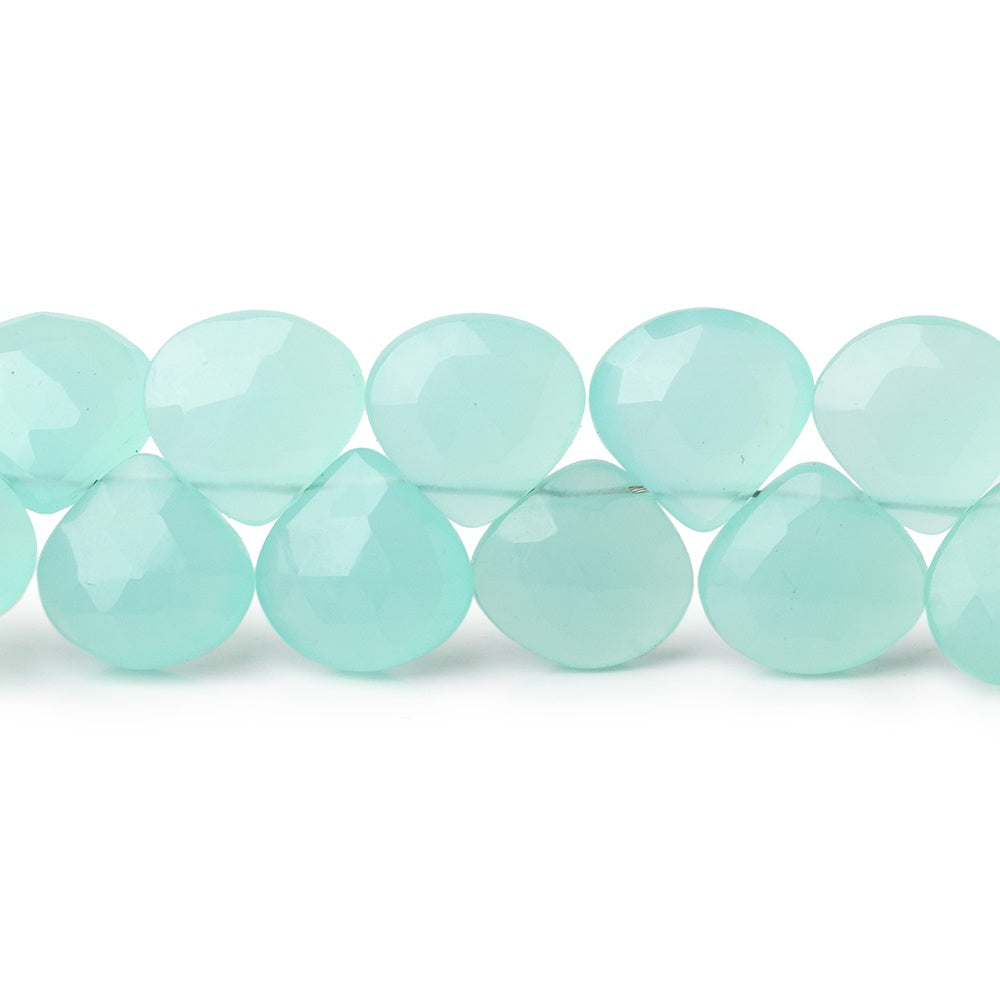 8-10mm Seaglass Chalcedony Faceted Heart Beads 8 inch 34 pieces (ONLINE ORDER ONLY)
