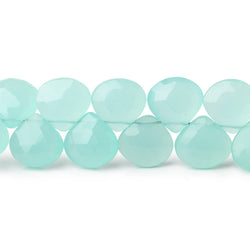 8-10mm Seaglass Chalcedony Faceted Heart Beads 8 inch 34 pieces (ONLINE ORDER ONLY)
