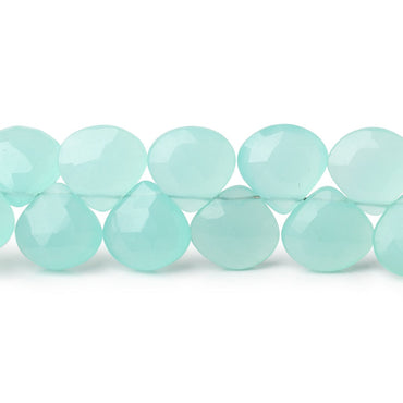 8-10mm Seaglass Chalcedony Faceted Heart Beads 8 inch 34 pieces (ONLINE ORDER ONLY)