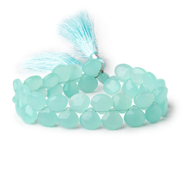 8-10mm Seaglass Chalcedony Faceted Heart Beads 8 inch 34 pieces (ONLINE ORDER ONLY)