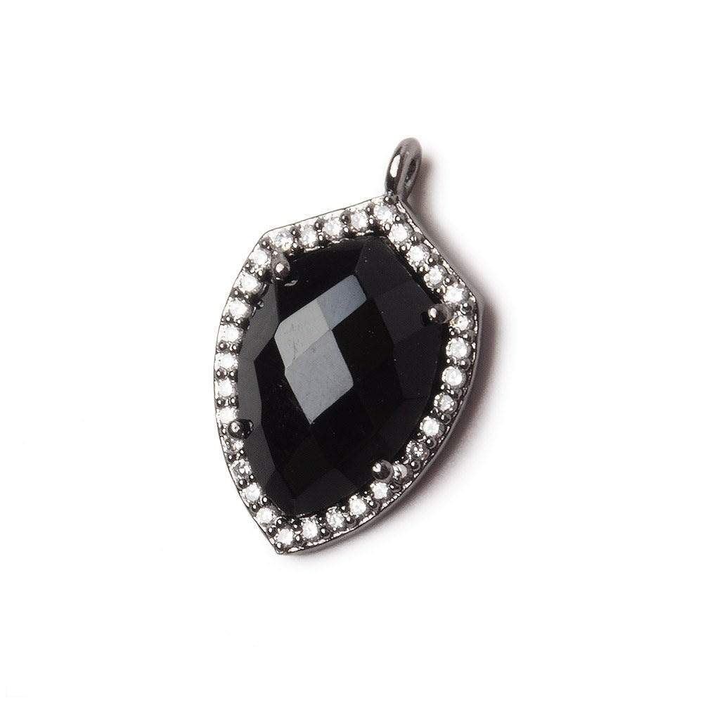 19.5x15mm Black Gold Bezel White CZ and Black Chalcedony Shield Pendant 1 focal piece (ONLINE ORDER ONLY)