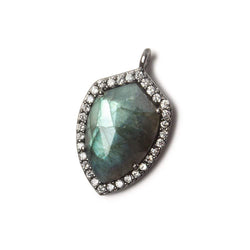 19.5x15mm Black Gold Bezel White CZ and Labradorite Shield Pendant 1 focal piece (ONLINE ORDER ONLY)