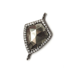 19.5x15mm Black Gold Bezel White CZ and Pyrite Shield Connector 1 focal piece (ONLINE ORDER ONLY)