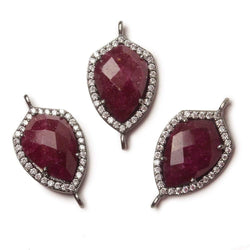 19.5x15mm Black Gold Bezel White CZ and Ruby Shield Connector 1 focal piece (ONLINE ORDER ONLY)